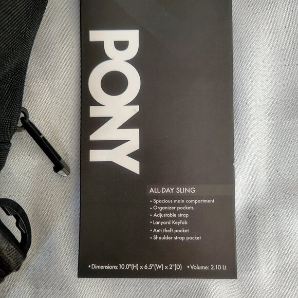 $49 NWT Mens Pony Crossbody Bag Color Black 10"x6.5"x2" - Picture 6 of 8